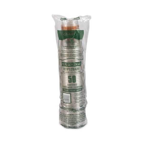 Bare Eco-Forward RPET Cold Cups, ProPlanet Seal, 12 oz to 14 oz, Leaf Design, Clear, Squat, 50/Pack, 20 Packs/Carton - Image 4