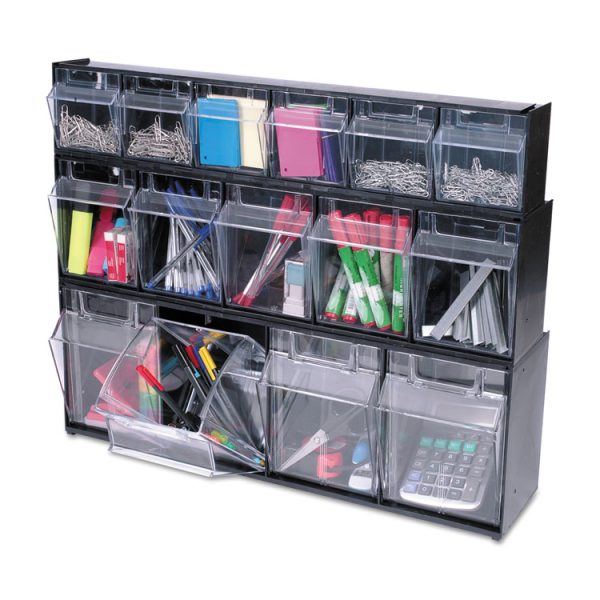 Tilt Bin Interlocking Multi-Bin Storage Organizer, 4 Sections, 23.63" X 6.63" X 8.13", Black/clear - Image 10