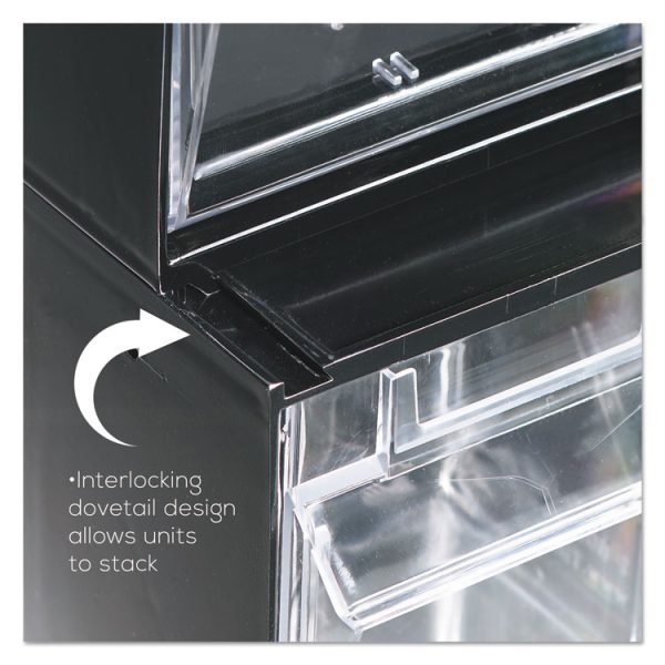 Tilt Bin Interlocking Multi-Bin Storage Organizer, 4 Sections, 23.63" X 6.63" X 8.13", Black/clear - Image 7
