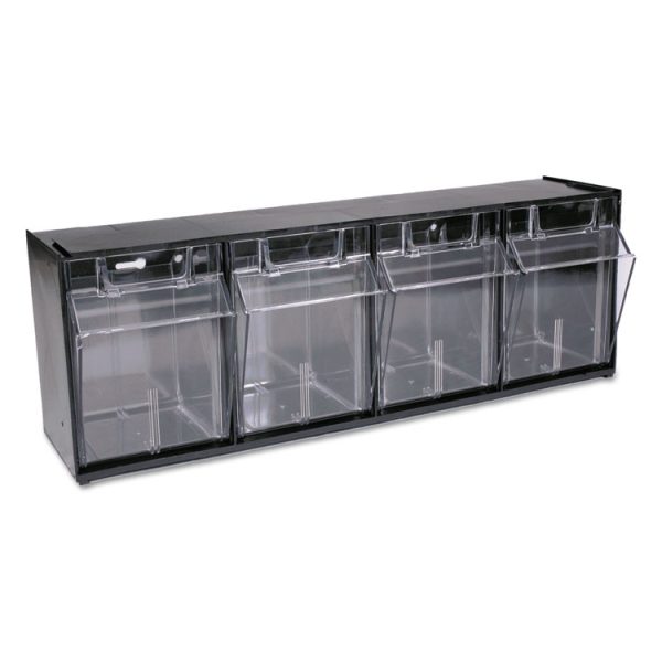 Tilt Bin Interlocking Multi-Bin Storage Organizer, 4 Sections, 23.63" X 6.63" X 8.13", Black/clear - Image 6