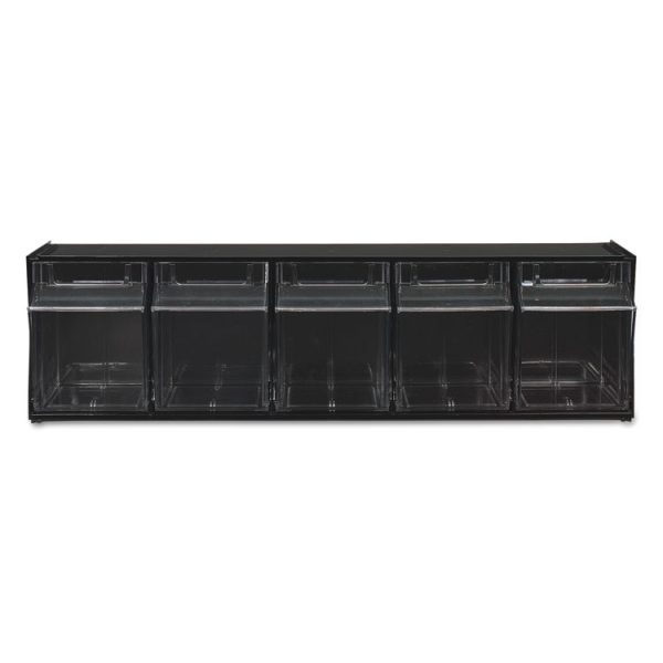 Tilt Bin Interlocking Multi-Bin Storage Organizer, 5 Sections, 23.63" X 5.25" X 6.5", Black/clear - Image 7