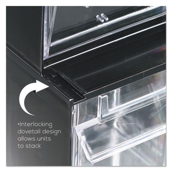 Tilt Bin Interlocking Multi-Bin Storage Organizer, 5 Sections, 23.63" X 5.25" X 6.5", Black/clear - Image 8