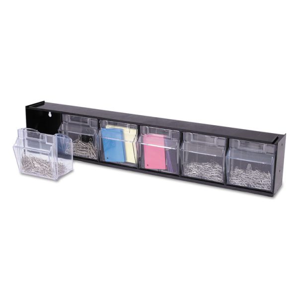 Tilt Bin Interlocking Multi-Bin Storage Organizer, 6 Sections, 23.63" X 3.63" X 4.5", Black/clear - Image 10