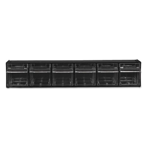 Tilt Bin Interlocking Multi-Bin Storage Organizer, 6 Sections, 23.63" X 3.63" X 4.5", Black/clear - Image 7