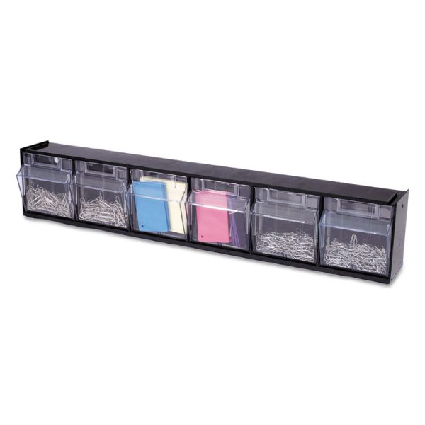 Tilt Bin Interlocking Multi-Bin Storage Organizer, 6 Sections, 23.63" X 3.63" X 4.5", Black/clear - Image 6
