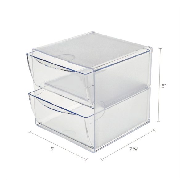 Stackable Cube Organizer, 2 Compartments, 2 Drawers, Plastic, 6 x 7.2 x 6, Clear - Image 5