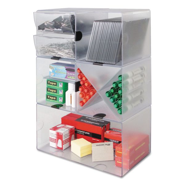 Stackable Cube Organizer, 2 Compartments, 2 Drawers, Plastic, 6 x 7.2 x 6, Clear - Image 10