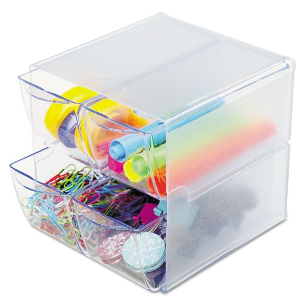 Stackable Cube Organizer, 4 Compartments, 4 Drawers, Plastic, 6 x 7.2 x 6, Clear - Image 6