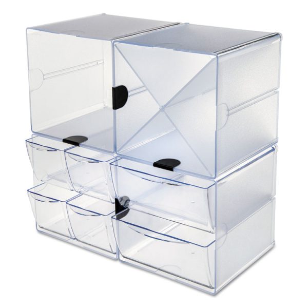 Stackable Cube Organizer, 4 Compartments, 4 Drawers, Plastic, 6 x 7.2 x 6, Clear - Image 10