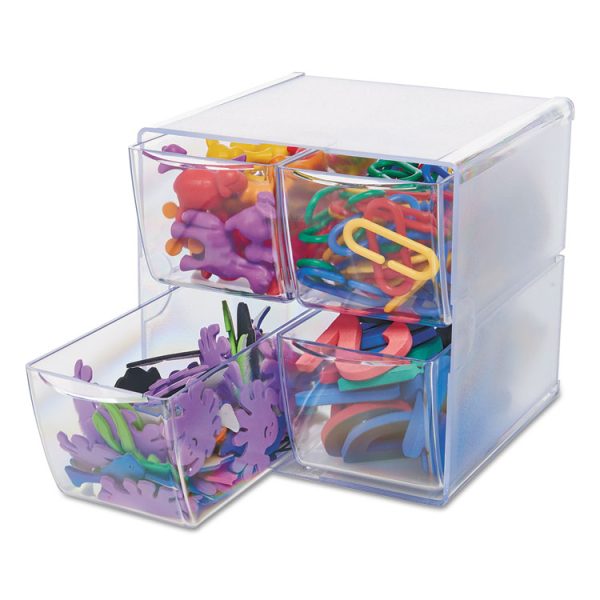 Stackable Cube Organizer, 4 Compartments, 4 Drawers, Plastic, 6 x 7.2 x 6, Clear - Image 5