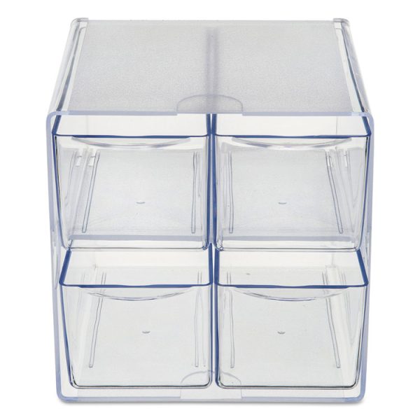 Stackable Cube Organizer, 4 Compartments, 4 Drawers, Plastic, 6 x 7.2 x 6, Clear - Image 7