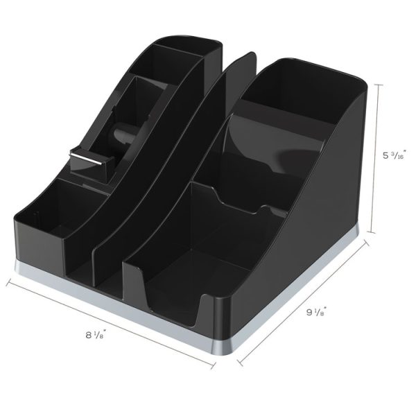 Silhouettes All-In-One Caddy, 6 Compartments, Plastic, 8.13 x 9.13 x 5.19, Black/Silver - Image 4