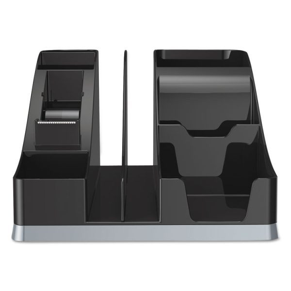 Silhouettes All-In-One Caddy, 6 Compartments, Plastic, 8.13 x 9.13 x 5.19, Black/Silver - Image 6