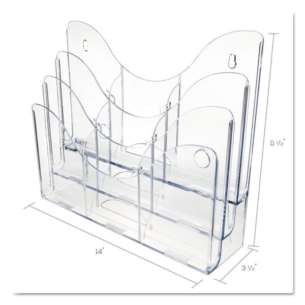 3-Tier Document Organizer W/6 Removable Dividers, 14w X 3.5d X 11.5h, Clear - Image 4