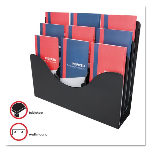 3-Tier Document Organizer W/6 Removable Dividers, 13.38w X 3.5d X 11.5h, Black - Image 2