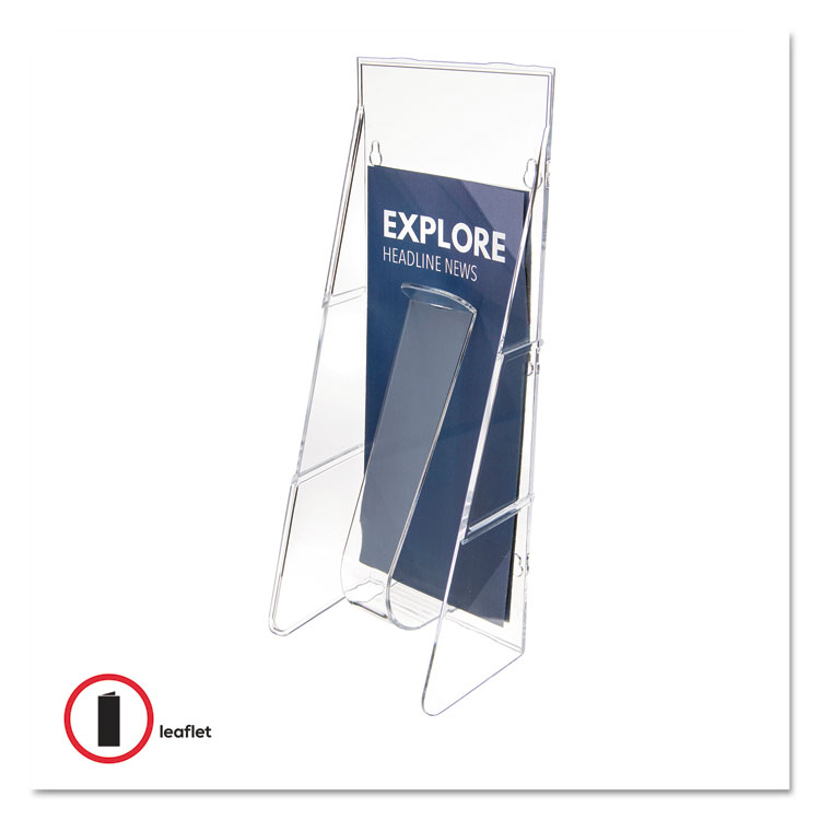 Stand-Tall Wall-Mount Literature Rack, Leaflet, 4.56w X 3.25d X 11.88h, Clear - Image 2