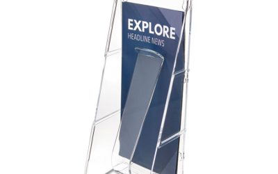 Stand-Tall Wall-Mount Literature Rack, Leaflet, 4.56w X 3.25d X 11.88h, Clear