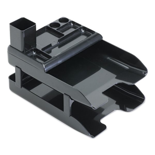 Corporate Desk Tray Set, 2 Sections, Letter To Legal Size Files, 10" X 13.63" X 2.25", Black, Set - Image 5