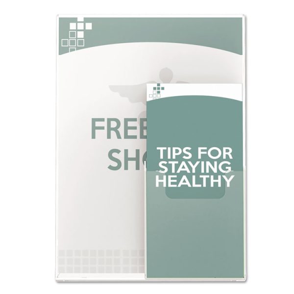 Superior Image Slanted Sign Holder with Front Pocket, 9w x 4.5d x 10.75h, Clear - Image 4