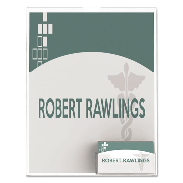 Superior Image Slanted Sign Holder with Business Card Holder, 8.5w x 4.5d x 11h, Clear - Image 3