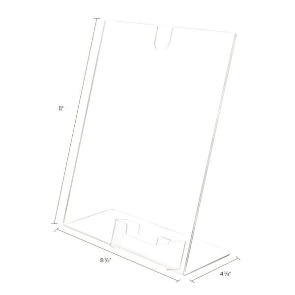 Superior Image Slanted Sign Holder with Business Card Holder, 8.5w x 4.5d x 11h, Clear - Image 4