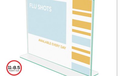 Superior Image Premium Green Edge Sign Holders, 11 x 8.5 Insert, Clear/Green