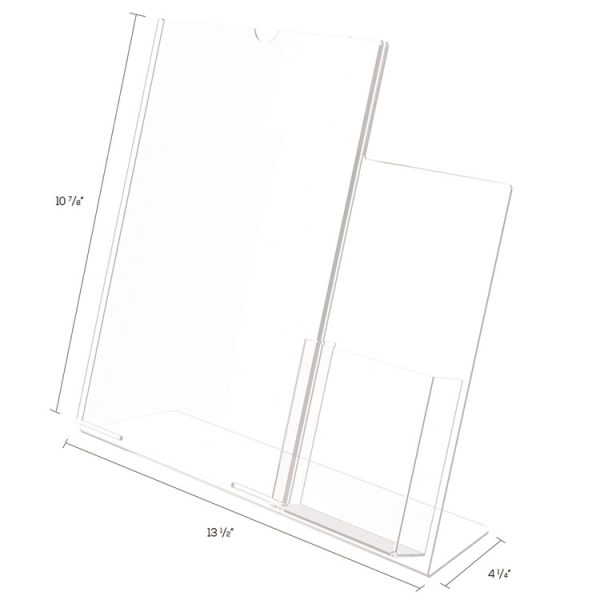 Superior Image Slanted Sign Holder With Side Pocket, 13.5w X 4.25d X 10.88h, Clear - Image 5