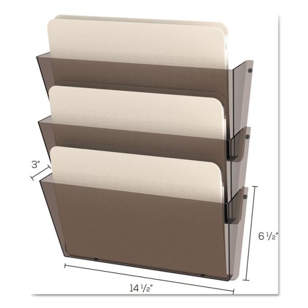 Unbreakable DocuPocket Wall File, 3 Sections, Letter Size, 14.5" x 3" x 6.5", Clear, 3/Pack - Image 3