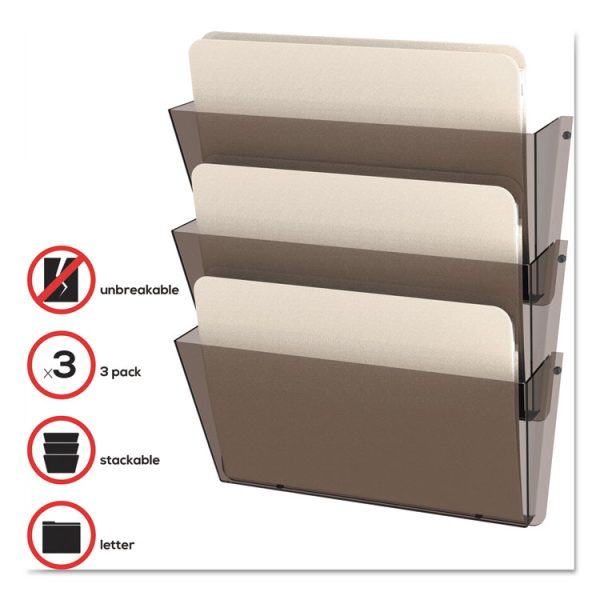 Unbreakable DocuPocket Wall File, 3 Sections, Letter Size, 14.5" x 3" x 6.5", Smoke, 3/Pack - Image 3