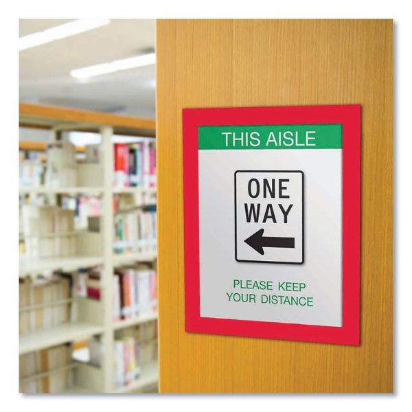 Self Adhesive Sign Holders, 11 x 17 Insert, Clear with Red Border, 2/Pack - Image 3