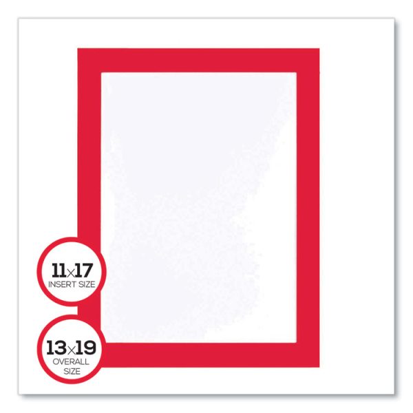 Self Adhesive Sign Holders, 11 x 17 Insert, Clear with Red Border, 2/Pack - Image 6