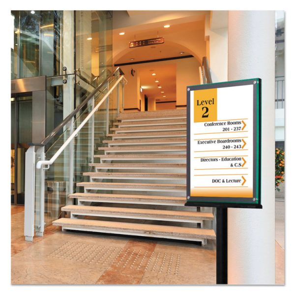 Double-Sided Magnetic Sign Display, 8.5 x 11 Insert, 56" Tall, Clear/Black - Image 10