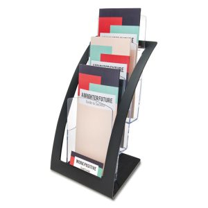 3-Tier Literature Holder, Leaflet Size, 6.75w X 6.94d X 13.31h, Black
