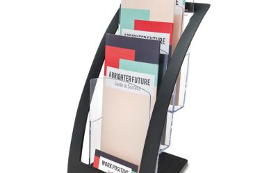 3-Tier Literature Holder, Leaflet Size, 6.75w X 6.94d X 13.31h, Black