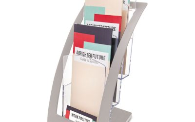 3-Tier Literature Holder, Leaflet Size, 6.75w X 6.94d X 13.31h, Silver