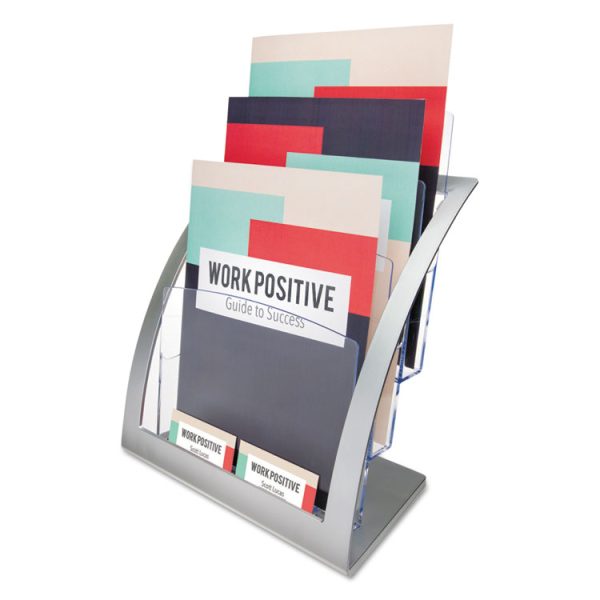 3-Tier Literature Holder, Leaflet Size, 11.25w X 6.94d X 13.31h, Silver