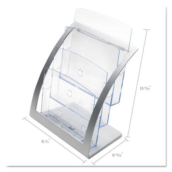 3-Tier Literature Holder, Leaflet Size, 11.25w X 6.94d X 13.31h, Silver - Image 4