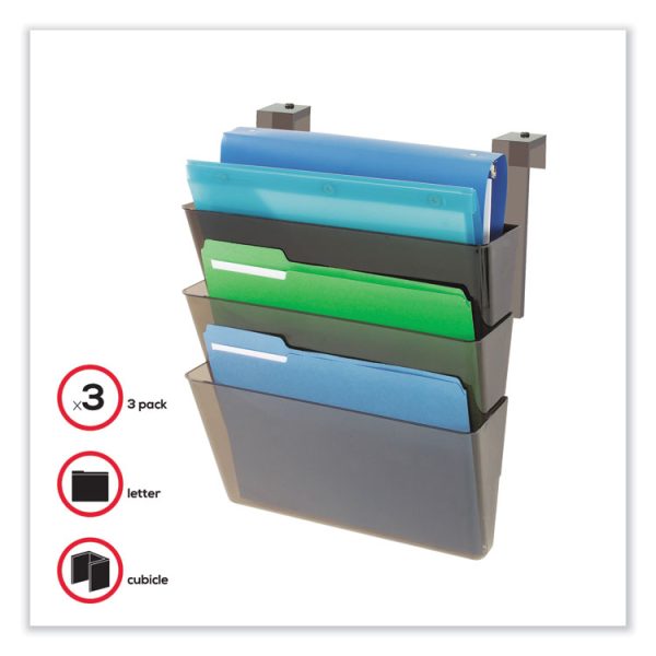 DocuPocket Three-Pocket File Partition Set, 3 Sections, Letter Size, 13" x 7" x 20", Smoke, 3/Set - Image 3