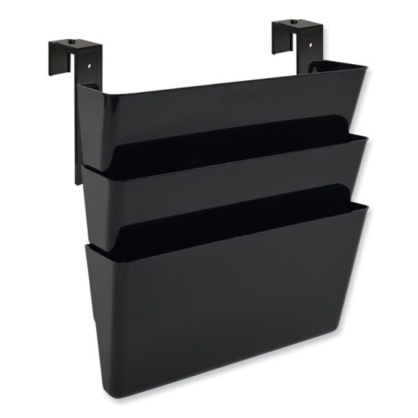DocuPocket Stackable Three-Pocket Partition Wall File, 3 Sections, Letter Size, 13" x 4", Black - Image 2