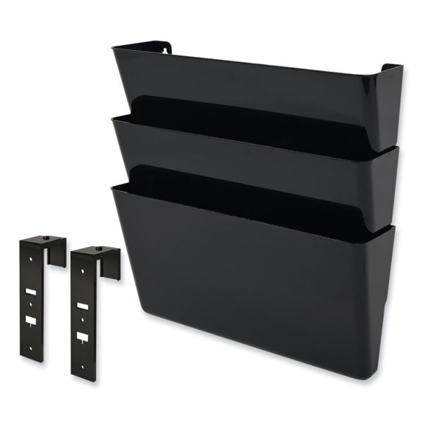DocuPocket Stackable Three-Pocket Partition Wall File, 3 Sections, Letter Size, 13" x 4", Black - Image 3
