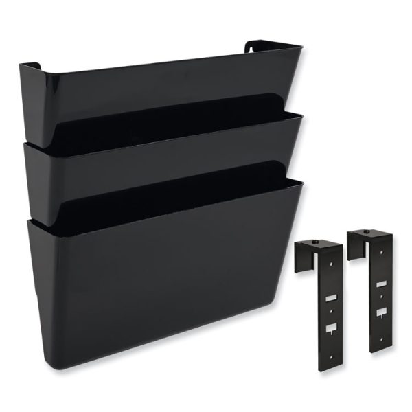 DocuPocket Stackable Three-Pocket Partition Wall File, 3 Sections, Letter Size, 13" x 4", Black - Image 4