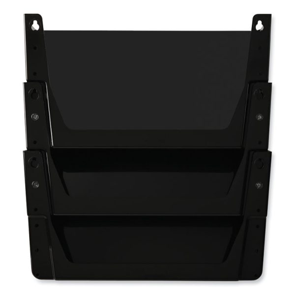DocuPocket Stackable Three-Pocket Partition Wall File, 3 Sections, Letter Size, 13" x 4", Black - Image 8
