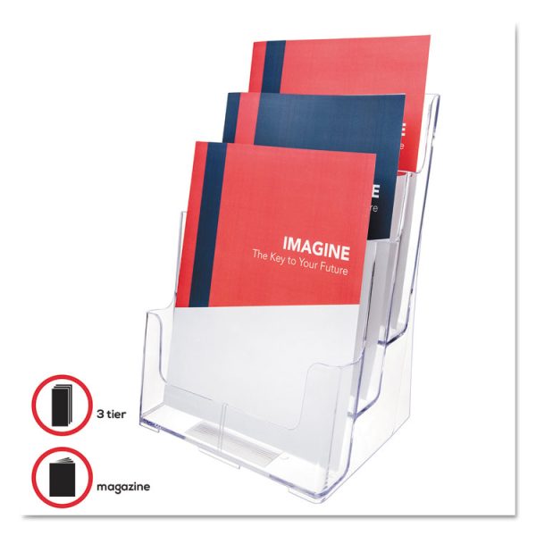 3-Compartment Docuholder, Magazine Size, 9.5w X 6.25d X 12.63, Clear - Image 2