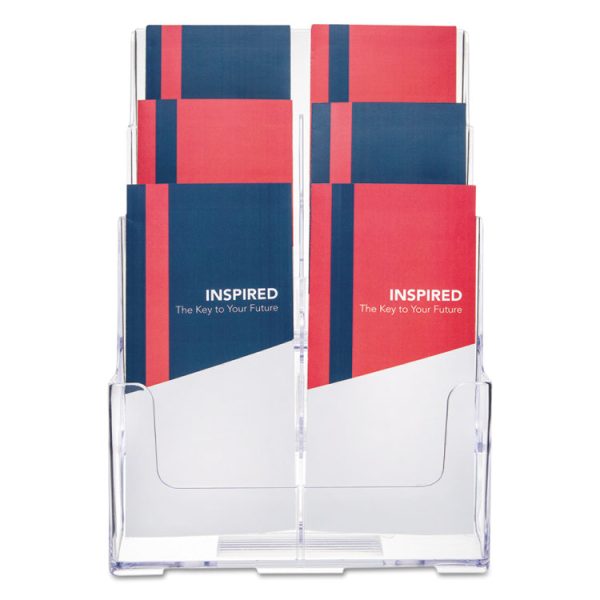 6-Compartment DocuHolder, Leaflet Size, 9.63w x 6.25d x 12.63h, Clear, Ships in 4-6 Business Days - Image 3