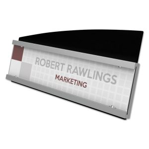 Interior Image Anti-Glare Sign Holder, Landscape, 8.5 X 2 Insert, Black/silver