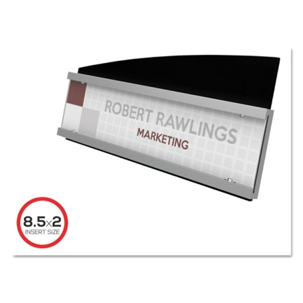 Interior Image Anti-Glare Sign Holder, Landscape, 8.5 X 2 Insert, Black/silver - Image 2