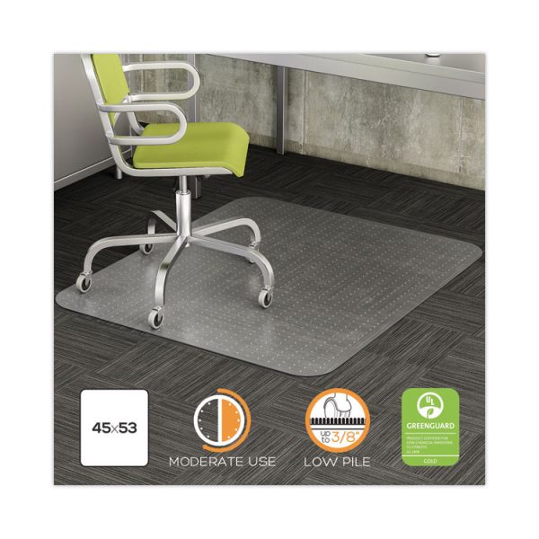 Duramat Moderate Use Chair Mat, Low Pile Carpet, Flat, 45 X 53, Rectangle, Clear - Image 2