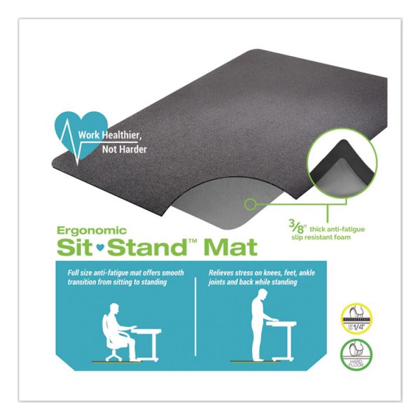 Ergonomic Sit Stand Mat, 48 X 36, Black - Image 8