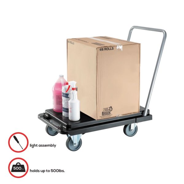Heavy-Duty Platform Cart, 300 lb Capacity, 21 x 32.5 x 37.5, Black - Image 3