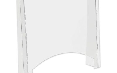 Counter Top Barrier With Pass Thru, 27″ X 6″ X 23.75″, Polycarbonate, Clear, 2/carton